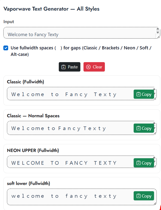 Vaporwave Text Generator clean hero interface and bold banner 1