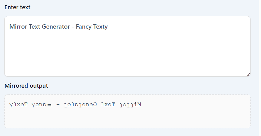 Mirror Text Generator clean hero interface and bold banner