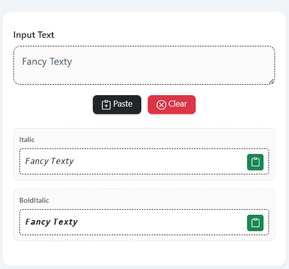 Italic Text Generator clean hero interface and bold banner