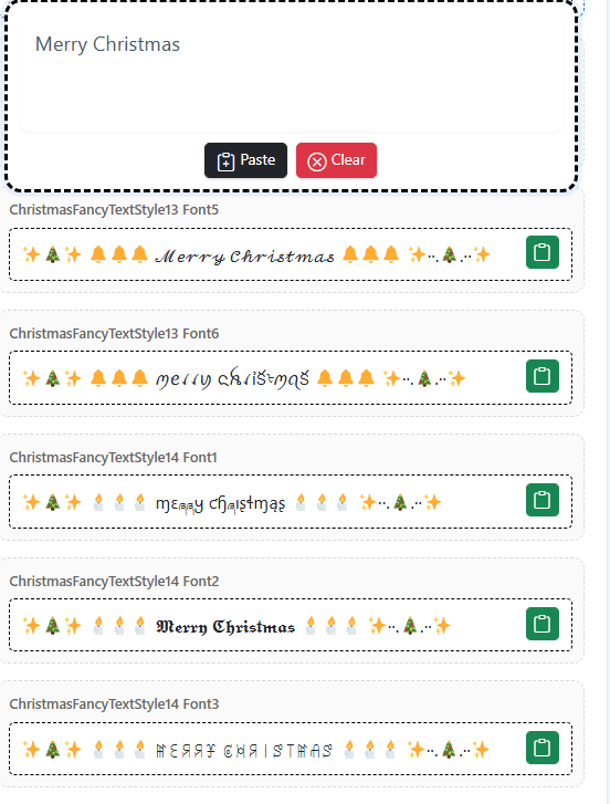 Christmas Fancy Text Generator UI

