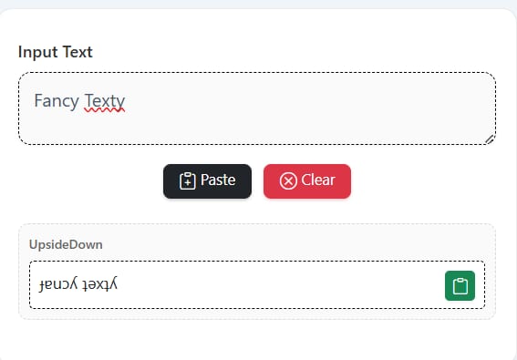 Upside-Down Text Generator infographic with labeled steps