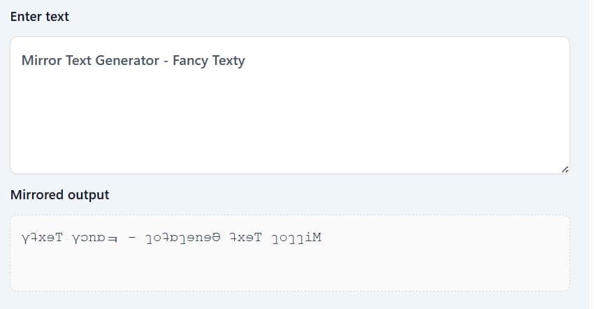 Mirror Text Generator clean hero interface and bold banner