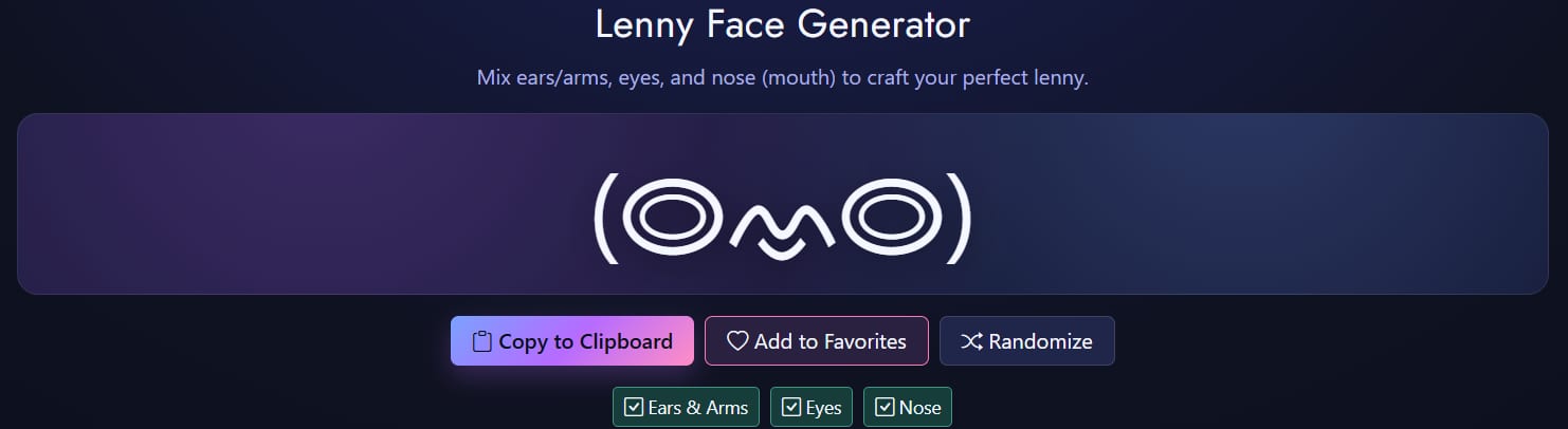 Lenny Face Generator - your friendly guide to cute kaomojis